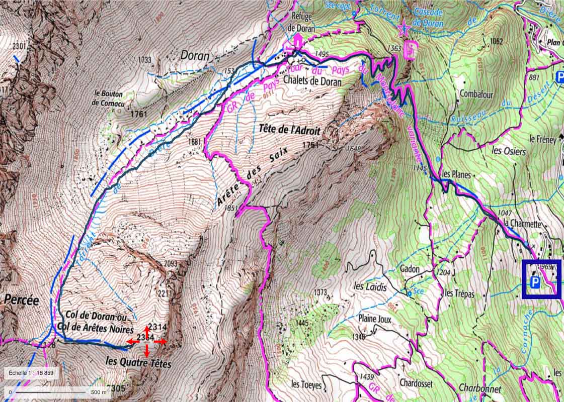 4 tetes-1 vol randonnée parapente 4 têtes itinéraire