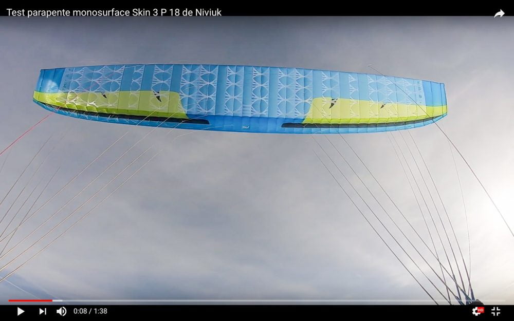 test skin 3 P 18 de niviuk. parapente montagne monosurface light pour hike and fly et combos alpinisme et parapente. essai vidéo et avis