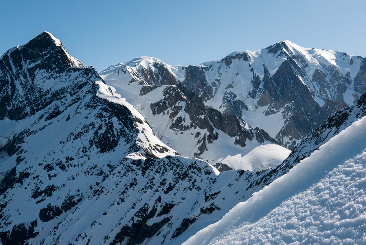 arete mettrier miage-5 dômes de miage, refuge durer, aiguille de bionnassay, dôme du goûter et mont blanc