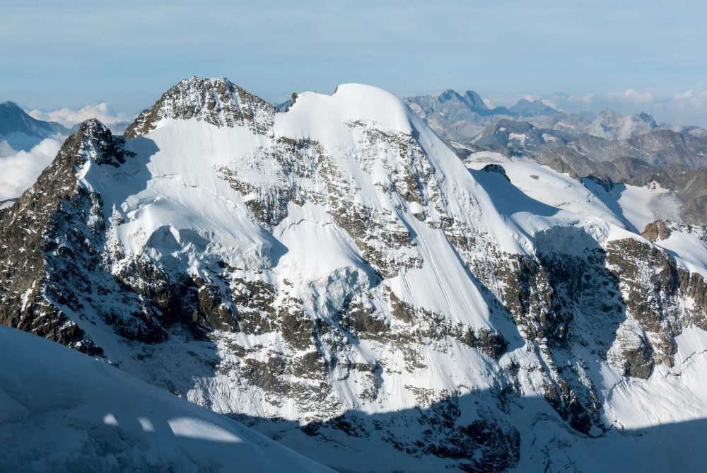le piz roseg observé depuis le piz bernina