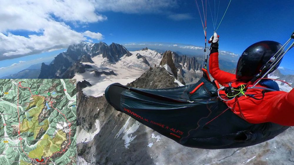 tour du mont blanc en parapente depuis Morzine, J'arrive à la dent du géant en italie après quelques heures de cross