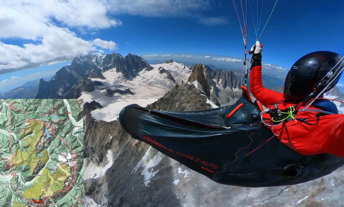 tour du mont blanc en parapente depuis Morzine, J'arrive à la dent du géant en italie après quelques heures de cross
